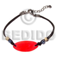 40mmx30mm red oval hammershell in wax cord