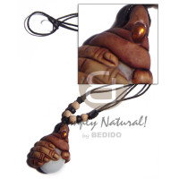 35mmx25mm clay fingers with gemstone  adjustable beige wax cord