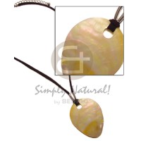 black leather thong with teardrop mother of pearl shell (MOP) 40mm