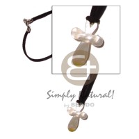 35mm cross mother of pearl shell (MOP) on leather thong