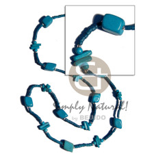 blue wood beads  coco square cut