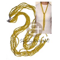 scarf necklace  7 rows yellow glass