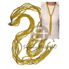 scarf necklace  7 rows yellow glass