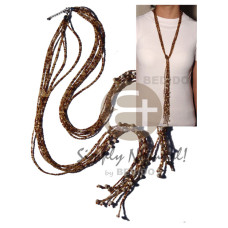 scarf necklace  7 rows brown gold cut