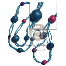 2 rows tassled baby blue glass beads