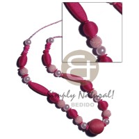 pink tones wrapped wood beads  30mm 15mm 