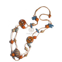 2 rows orange wax cord with