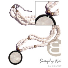 45mm round kabibe shell in black resin backing on 26in. double r