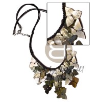 black macrame with dangling black lip shell cleopatra