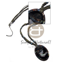 olive green macrame cord and 50mmx38mm oval pendant elegant hat