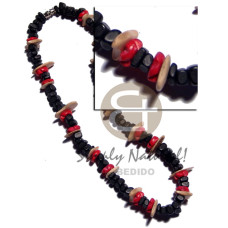 8mm black coco sq. cut with red