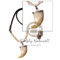 mother of pearl shell (MOP) fangs with glass beads in wax