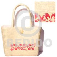 pandan bag with pink straw and inner