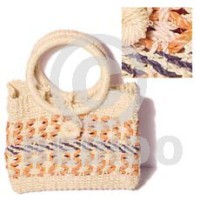 abaca weave natural peach bag l=8 in. w=