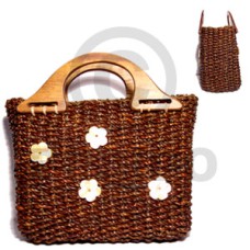 pandan rope bag with wood handle medium 