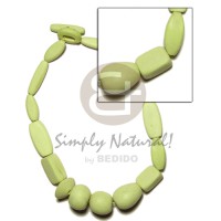 natural wood beads dyed in lime green