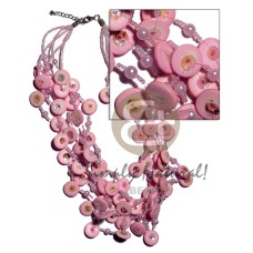 5 rows 10mm pink coco ,glass beads