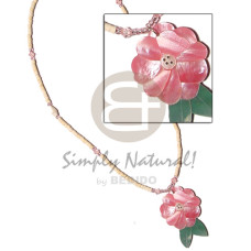 2 3 coco heishe beads with pink acrylic