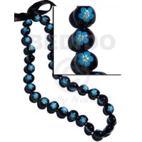 lei  black kukui seeds with handpainted