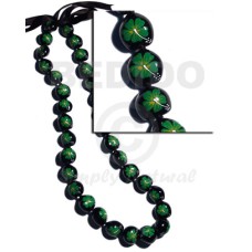 lei  black kukui seeds with handpainted