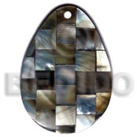 55mmx40mm teardrop blacklip shell blocking with resin