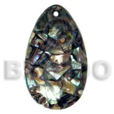60mmx40mm teardrop laminated paua chips shell combination