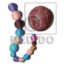 25mm natural white round wood beads wrapped