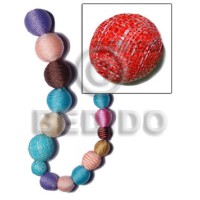 15mm natural white round wood beads wrapped