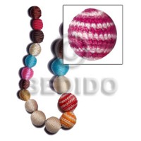 15mm natural white round wood beads wrapped