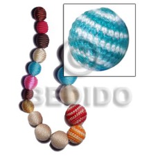 15mm natural white round wood beads wrapped