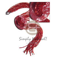 10 rows red glass and cut beads