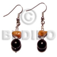 dangling black buri beads red corals combination