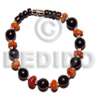 black buri beads with red corals alternate