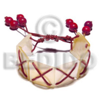 20mmx20mm mother of pearl shell (MOP) squares in brown crisscross wax