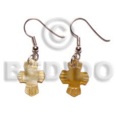 dangling 17x14mm brown lip cross earrings