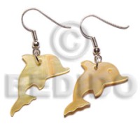 dangling 30x17mm mother of pearl shell (MOP) dolphin earrings