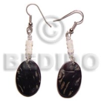 dangling 16x23mm black tab oval shell with