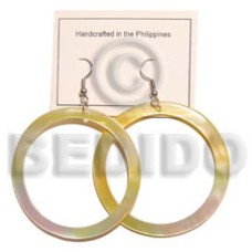 dangling round mother of pearl shell (MOP) hoop earrings 50mm