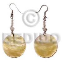 dangling 25mm mother of pearl shell (MOP) with glass beads acrylic crystals