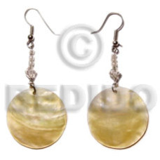 dangling 25mm mother of pearl shell (MOP) with glass beads acrylic crystals