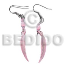 dangling 10x40mm pastel pink hammershell leaf and