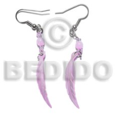 dangling 10x40mm lilac hammershell leaf and beads