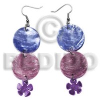dangling double round 25mm blue wine capiz shell