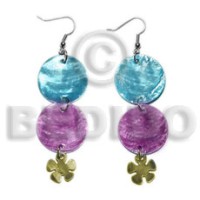dangling double round 25mm light blue lavender capiz