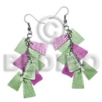 dangling subdued green lavender alternate 20mmx15mm capiz 9pcs.