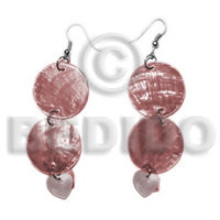dangling double round 25mm light brown capiz