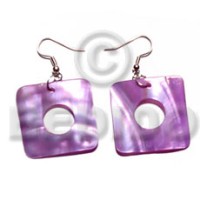 dangling 30mmx30mm square lilac kabibe shell with