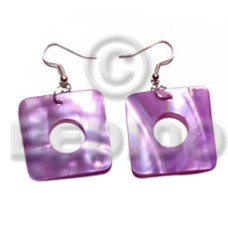dangling 30mmx30mm square lilac kabibe shell with