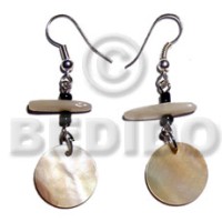 dangling 15mm round mother of pearl shell (MOP) with shell glass beads