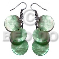 dangling 3pcs. round 15mm mint green hammershell